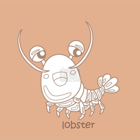 Alphabet L For Lobster Vocabulary School Lesson Cartoon Digital Stamp Outline