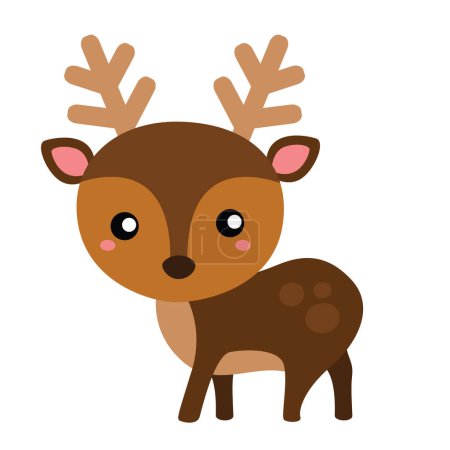 Téléchargez les photos : Mignon cerf animal Woodland Cartoon Illustration vectoriel Clipart autocollant Décoration de fond - en image libre de droit