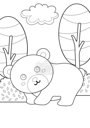 Cute Bear Animal Woodland Actividad para colorear dibujos animados para niños y adultos