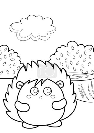 Cute Porcupine Animal Woodland Cartoon Coloring Activity for Kids and Adult