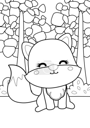 Cute Fox Animal Woodland Cartoon Coloring Aktivität für Kinder und Erwachsene