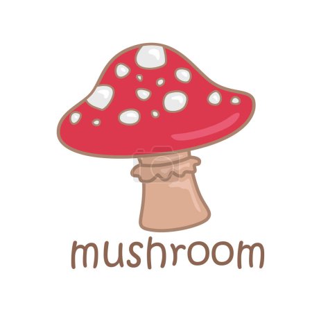 Alphabet M für Pilze Wortschatz Schule Lektion Cartoon Illustration Vektor Cliparts Sticker Dekoration Hintergrund