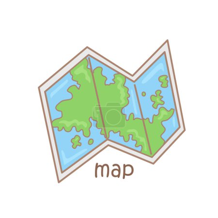 Alphabet M For Map Vocabulary School Lesson Cartoon Illustration Vector Clipart Sticker Decoration Background
