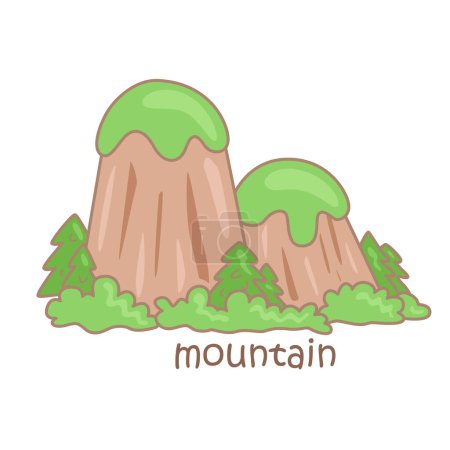 Alphabet M For Mountain Vocabulary School Lesson Cartoon Illustration Vector Clipart Sticker Decoration Background