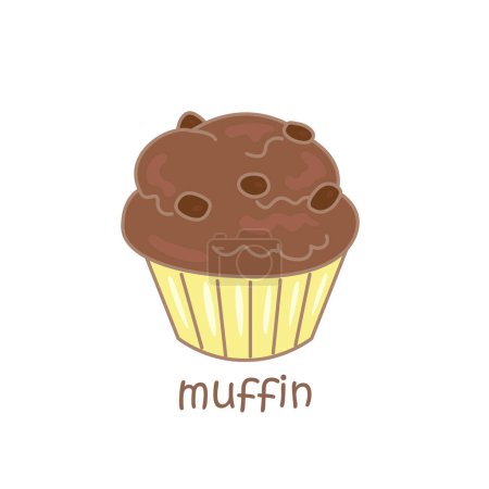 Alphabet M For Muffin Vocabulary School Lesson Cartoon Illustration Vector Clipart Sticker Decoration Background