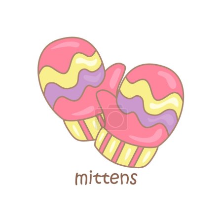 Alphabet M For Mittens Vocabulary School Lesson Cartoon Illustration Vector Clipart Sticker Decoration Background