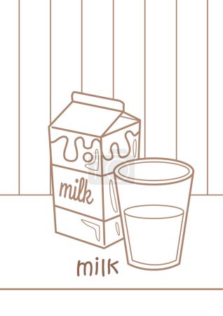 Alphabet M für Milch Vokabelschule Lektion Zeichentrickfärbung Aktivität für Kinder und Erwachsene