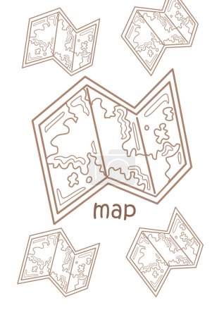 Alphabet M für die Landkarte Vokabelschule Unterricht Cartoon Coloring Activity für Kinder und Erwachsene