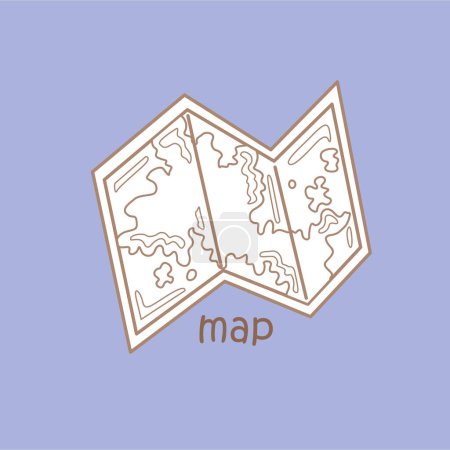 Alphabet M For Map Vocabulary School Lesson Cartoon Digital Stamp Outline