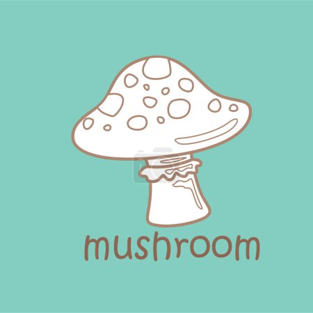 Alphabet M For Mushrooms Vocabulary School Lesson Cartoon Digital Stamp Outline
