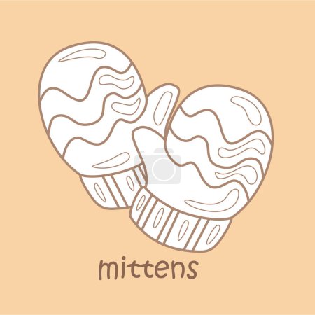 Alphabet M For Mittens Vocabulary School Lesson Cartoon Digital Stamp Outline