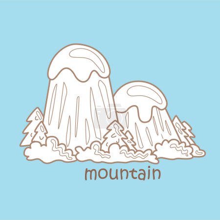 Alphabet M For Mountain Vocabulary School Lesson Cartoon Digital Stamp Outline