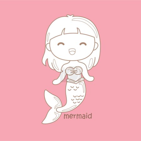 Alphabet M For Mermaid Vocabulary School Lesson Cartoon Digital Stamp Outline