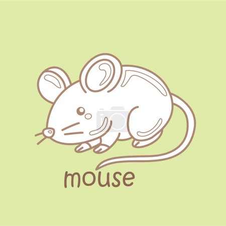 Alphabet M For Mouse Vocabulary School Lesson Cartoon Digital Stamp Outline