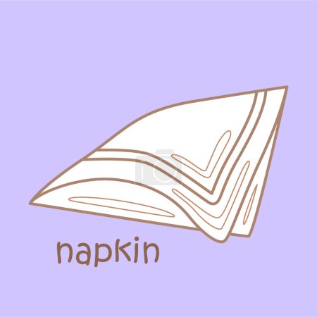 Alphabet N For Napkin Vocabulary School Lesson Cartoon Digital Stamp Outline