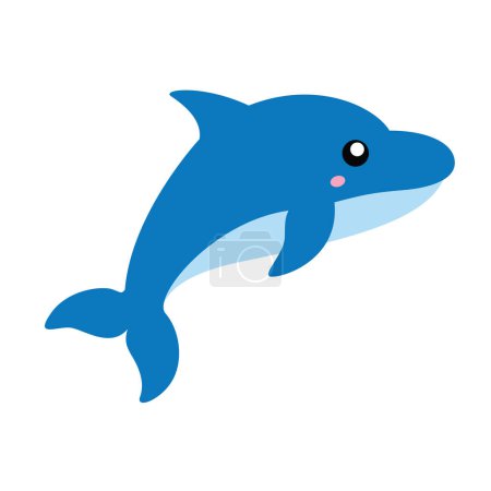 Delfín submarino animales peces dibujos animados ilustración vector Clipart etiqueta engomada decoración fondo