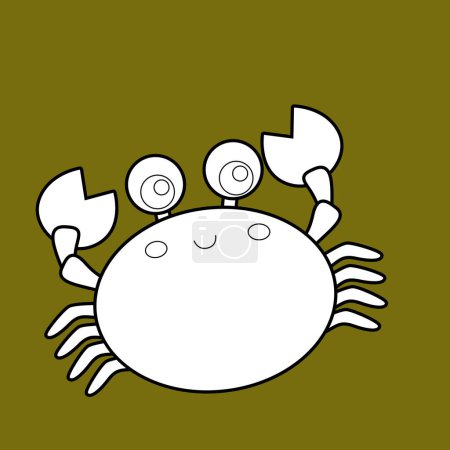 Crab Underwater Animal Fish Cartoon Digital Stamp Outline