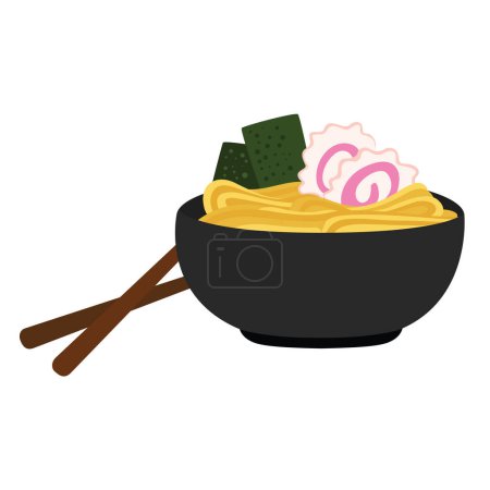 Cute Ramen Udon Noodle Japanese Food Cartoon Illustration Vector Clipart Sticker Decoration Background