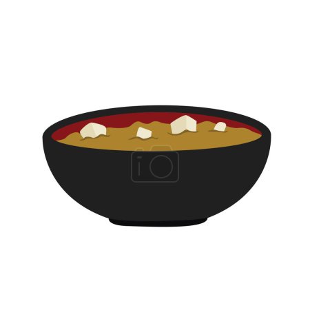 Niedliche Curry-Reisschüssel japanische Lebensmittel Cartoon Illustration Vektor Cliparts Aufkleber Dekoration Hintergrund