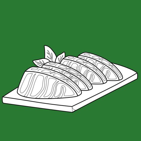 Cute Sushi Japanese Food Cartoon Digital Stamp Outline