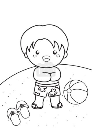 Spaß Kinder spielen Schwimmen Sport Urlaub Strand Zeit Sommer Aktivität Cartoon Coloring Aktivität für Kinder und Erwachsene