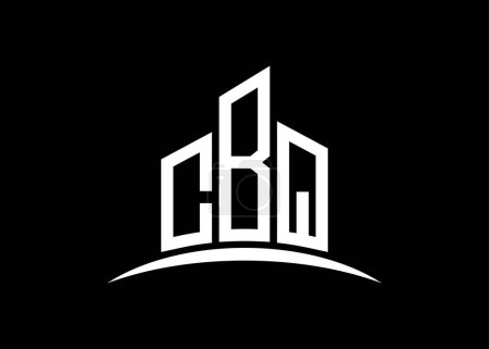 Téléchargez les photos : Modèle de conception de logo de monogramme vectoriel de bâtiment CBQ lettre. Forme du bâtiment logo CBQ. - en image libre de droit