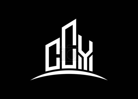 Téléchargez les photos : Modèle de conception de logo de monogramme vectoriel de bâtiment CCY lettre. Forme du bâtiment logo CCY. - en image libre de droit