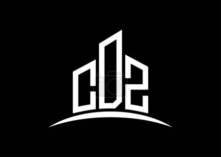 Téléchargez les photos : Modèle de conception de logo de monogramme vectoriel de bâtiment CDZ lettre. Forme du bâtiment Logo CDZ. - en image libre de droit