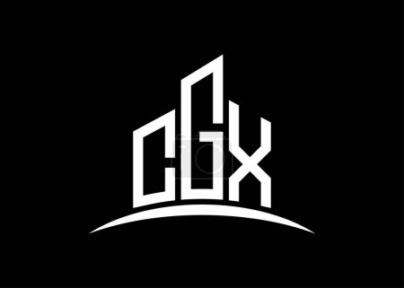 Téléchargez les photos : Lettre CGX building vector monogram logo design template. Forme du bâtiment logo CGX. - en image libre de droit