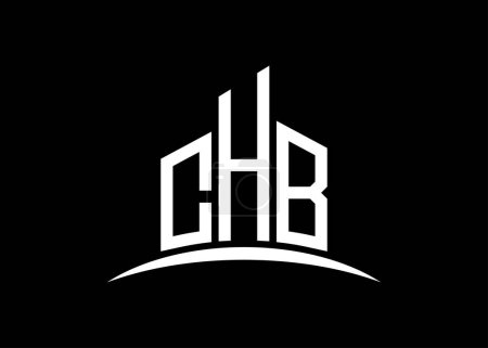 Téléchargez les photos : Lettre Modèle de conception de logo de monogramme vectoriel de bâtiment CHB. Forme du bâtiment logo CHB. - en image libre de droit