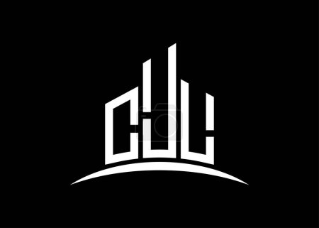 Téléchargez les photos : Modèle de conception de logo de monogramme vectoriel de bâtiment CJL lettre. Forme du bâtiment logo CJL. - en image libre de droit