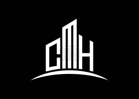 Téléchargez les photos : Modèle de conception de logo de monogramme vectoriel de bâtiment CMH lettre. Forme du bâtiment logo CMH. - en image libre de droit