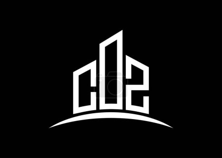 Téléchargez les photos : Modèle de conception de logo de monogramme vectoriel de bâtiment COZ lettre. Forme du bâtiment logo COZ. - en image libre de droit