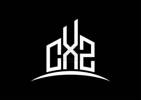 Téléchargez les photos : Modèle de conception de logo de monogramme vectoriel de bâtiment CXZ lettre. Forme du bâtiment logo CXZ. - en image libre de droit