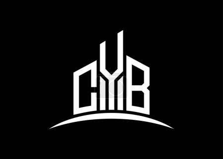 Téléchargez les photos : Modèle de conception de logo de monogramme vectoriel de bâtiment CYB lettre. Forme du bâtiment logo CYB. - en image libre de droit