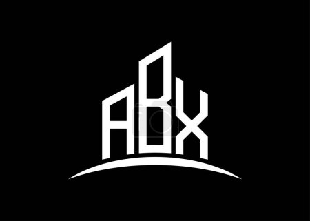 Téléchargez les photos : Modèle de conception de logo de monogramme vectoriel de bâtiment ABX lettre. Forme du bâtiment logo ABX. - en image libre de droit