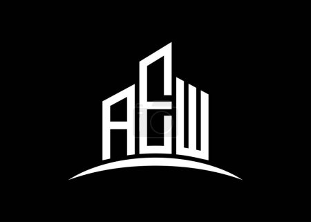 Illustration for Letter AEW building vector monogram logo design template. Building Shape AEW logo. - Royalty Free Image