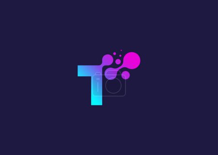 Téléchargez les photos : Lettre T Technologie modèle de conception de logo de monogramme vectoriel. Lettre T molécule, Science et Bio technologie Logo vectoriel - en image libre de droit