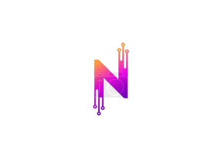 Lettre N Modèle de conception de logo de monogramme vectoriel de technologie. Lettre N molécule, science et technologie bio Logo vectoriel Design