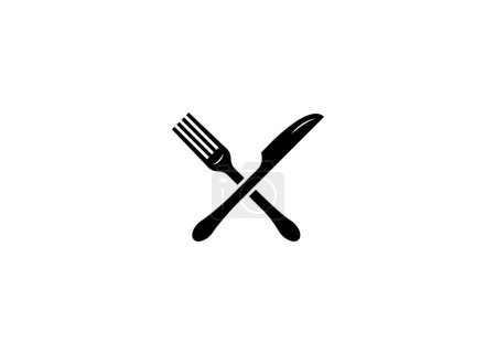 Téléchargez les photos : Modèle de conception de logo vectoriel minime fourchette et couteau - en image libre de droit