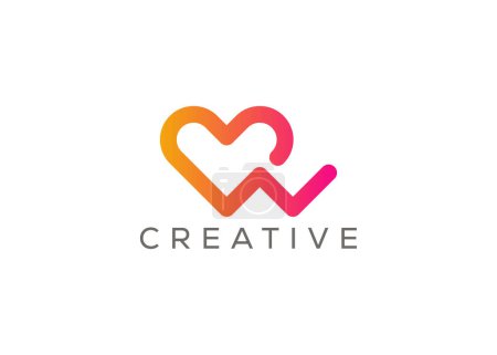 Photo for Minimalist letter w love logo design vector template. Heart shape w logo vector design - Royalty Free Image