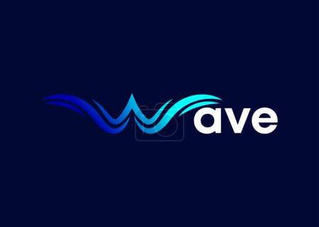 Letra minimalista W Ocean wave logo design vector template
