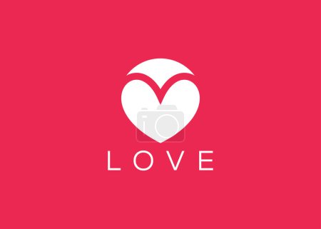 Téléchargez les photos : Modèle vectoriel de conception de logo Love minimaliste. Logo en forme de coeur rouge créatif - en image libre de droit