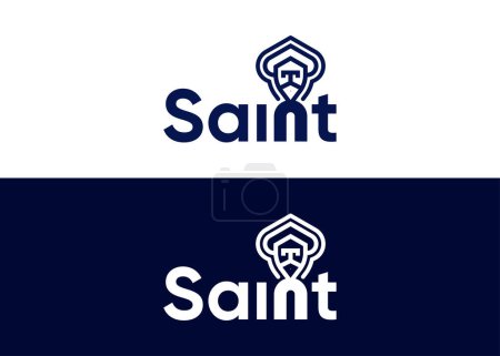 Téléchargez les illustrations : Modèle vectoriel minimaliste de conception de logo saint - en licence libre de droit
