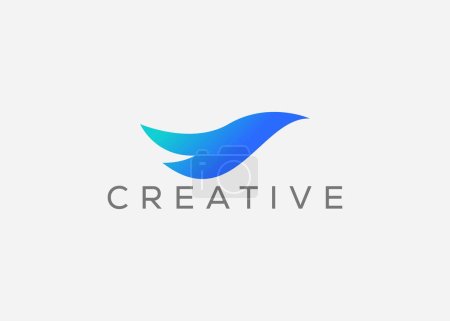 Illustration for Creative and minimal bird vector logo design template. Dove Flying logo. Pigeon vector - Royalty Free Image