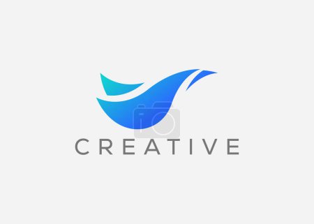 Téléchargez les illustrations : Modèle de conception de logo vectoriel oiseau créatif et minimal. Logo Dove Flying. Pigeon vecteur - en licence libre de droit