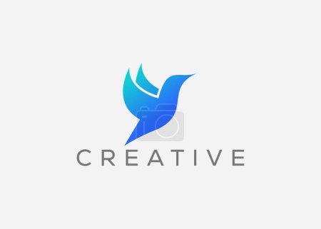 Creativa y mínima plantilla de diseño de logotipo de aves vectoriales. Logo de Dove Flying. Paloma vector