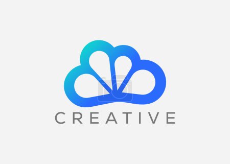 Kreative und minimale Cloud-Vektor-Logo-Design-Vorlage. Wolkenlogo
