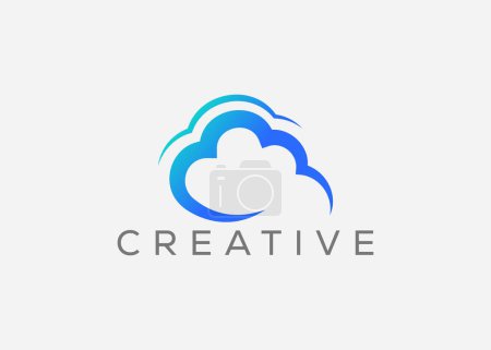 Kreative und minimale Cloud-Vektor-Logo-Design-Vorlage. Wolkenlogo