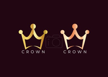 Téléchargez les photos : Modèle vectoriel de conception de logo couronne or minimaliste. Luxe rois couronne logo design - en image libre de droit